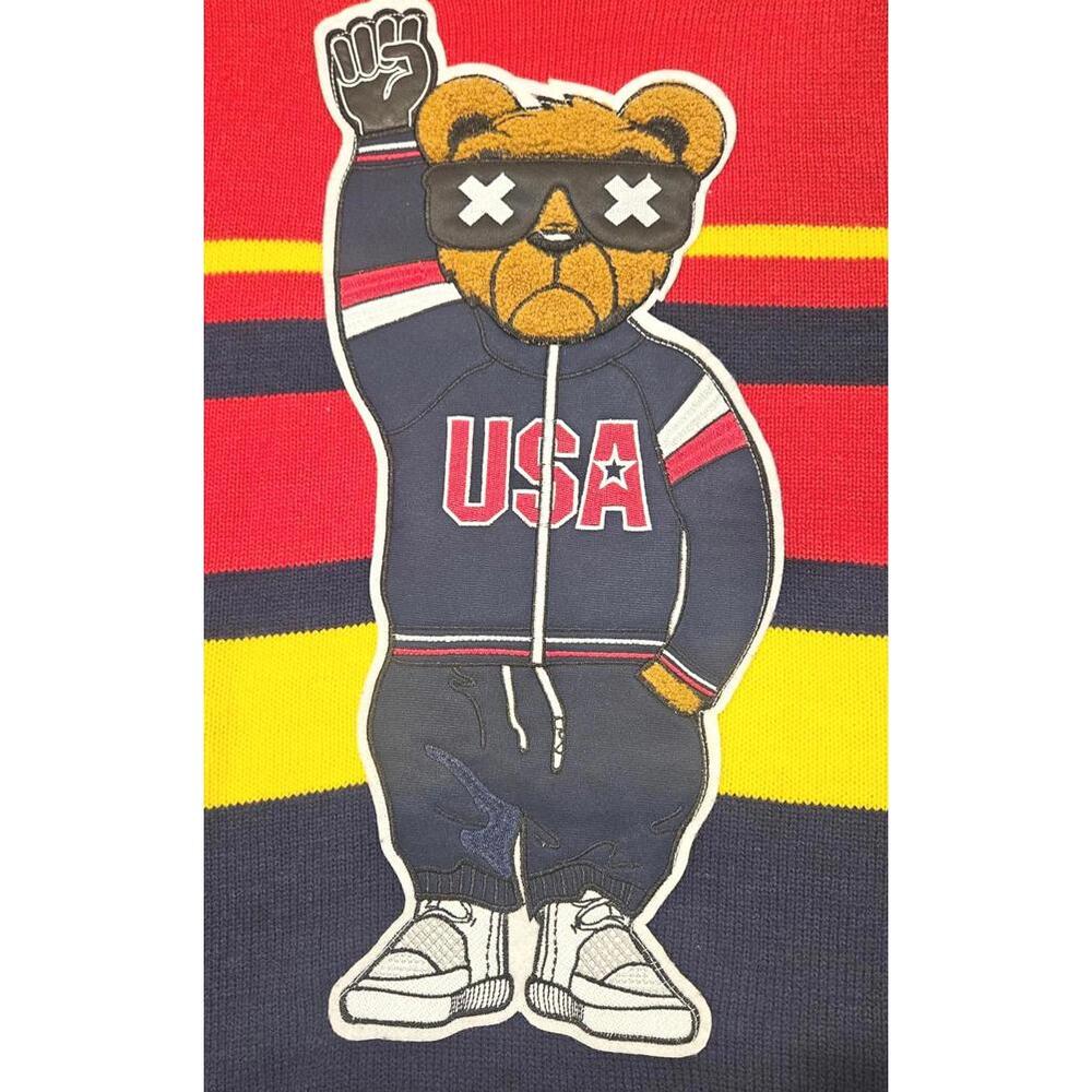 Black Pike Luxury Men's Crew Neck Sweater with USA Bear Size S - Picture 2 of 8
